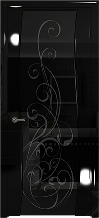 Арт Деко Vatikan Premium Глянец Вэла  черный глянец триплекс черный с рисунком Альтеза