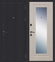 Стальная дверь Стандарт Антик Серебро Зеркало беленый дуб